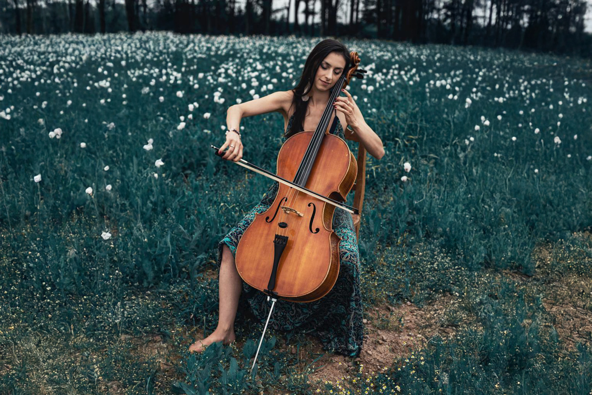 Violoncello s hudebnim podkladem